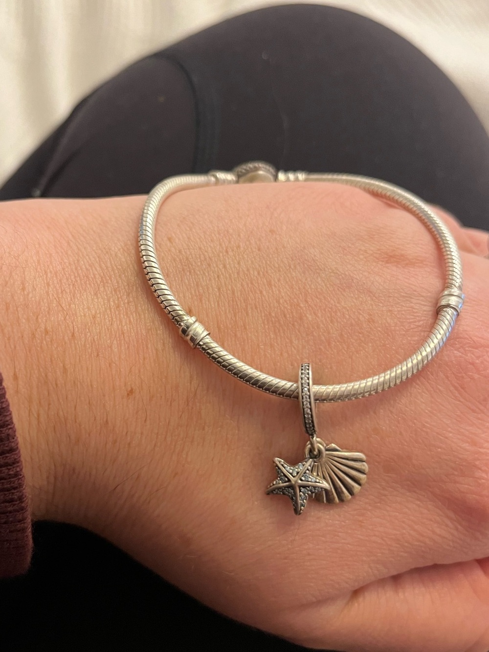 Pandora silver Tone Starfish & Shell Charm